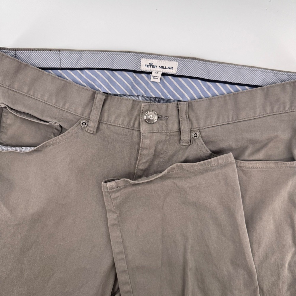 Peter Millar 5-Pocket Pants Men 32 Gray Cotton Modal Blend Straight Leg 9028